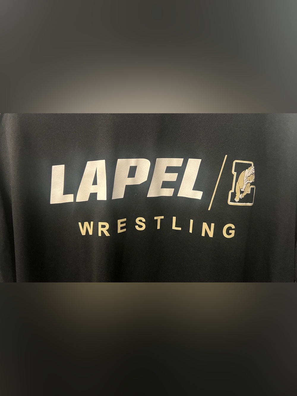 Reebok Black Tee with Cream LAPEL Wrestling Logo